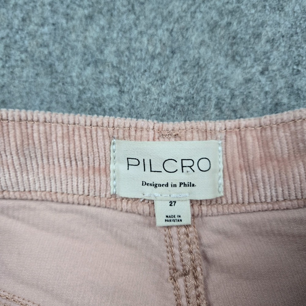 Pilcro Corduroy Pants Womens 27x25 Scotty Cuffed High Rise Straight Leg Rose - Picture 3 of 11